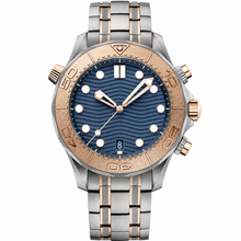 Two-Tone Blue Dial Metal Watch 44mm
