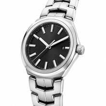 Men's Dress Watch with Black Dial and Silver Metal Bracelet