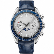 Dress Watch Silver Dial with Blue Leather Strap 44mm