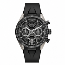 Sport Watch with Black Skeleton Dial and Rubber Strap