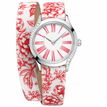 Dress Watch with Red Floral Fabric Strap