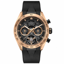 Rose Gold Tone Sport Chronograph Watch with Black Rubber Strap