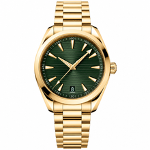 Classic Watch with Green Dial and Gold Bracelet, 41mm