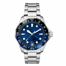 Stainless Steel Sport Watch with Blue Dial