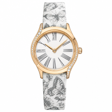 Women's Dress Watch with Gold-Tone Case and Floral Fabric Strap