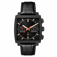 Chronograph Watch Black Ceramic Case with Black Leather Strap
