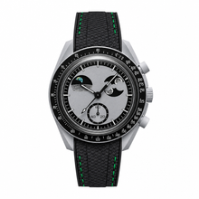Sporty Watch with Black and Green Textile Strap