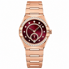 Women's Rose Gold Tone Dress Watch with Red Dial and Diamond Accents 34mm