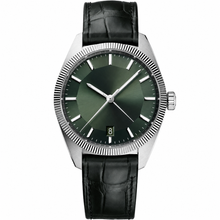 Calendar Dress Watch Green Black Leather 41mm