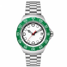 Sport-Casual Watch with White Dial and Green Bezel