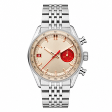 Chronograph Watch with Silver Metal Bracelet and Beige Dial