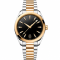 Classic two-tone dress watch with black dial and two-tone metal bracelet 41mm