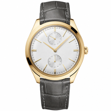 Gold-Tone Dress Watch with Gray Leather Strap 40mm