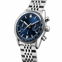Chronograph Watch with Blue Dial and Stainless Steel Bracelet