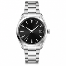 Classic Stainless Steel Watch with Black Dial