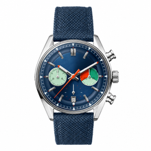 Sport-Casual Chronograph Watch with Blue Dial and Fabric Strap