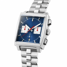 Chronograph Watch with Blue Dial and Metal Bracelet