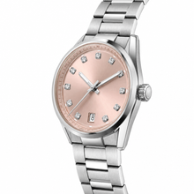 Stainless Steel Watch with Pink Dial