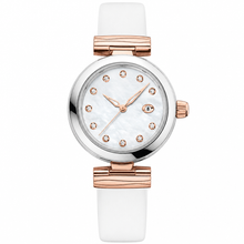 Elegant Dress Watch with White Strap and Silver-Rose Gold Case
