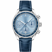 Chronograph Watch Blue Leather 38mm