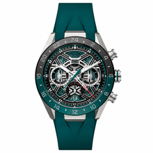 Men's Chronograph Watch with Teal Rubber Strap