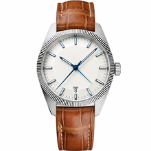 Calendar Dress Watch White Brown Leather 41mm