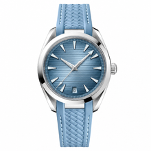 Casual Blue Dial Watch with Light Blue Silicone Strap 41mm
