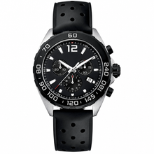 Sport Chronograph Watch with Black Dial and Rubber Strap