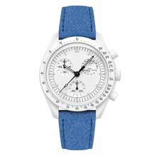 Casual Watch with Blue Suede Strap