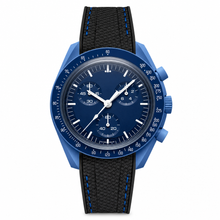 Sport Watch Blue Case with Black and Blue Stitch Strap