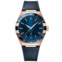 Men's Dress Watch with Blue Dial and Rose Gold Case 41mm